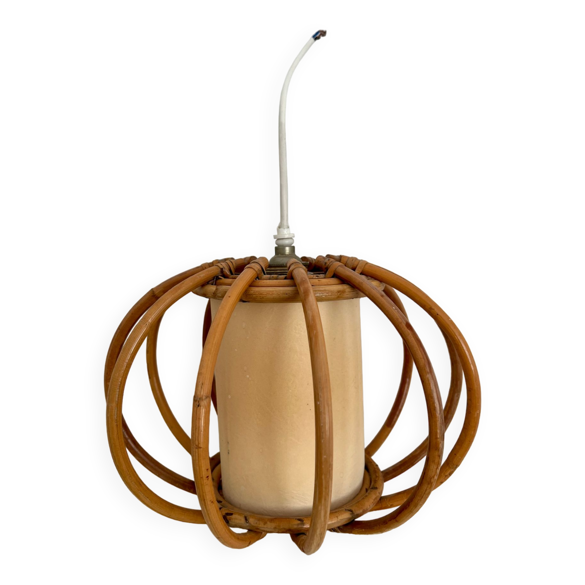 Vintage rattan chandelier 50s