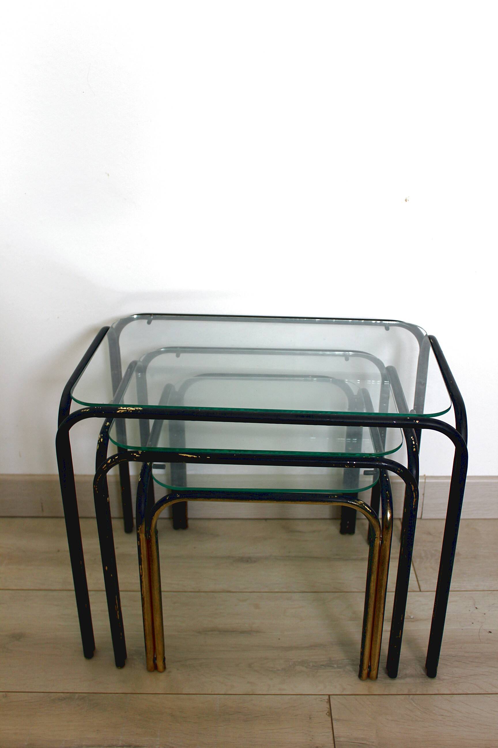3 Vintage 1970s Nesting Glass Tables