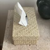 Minimalist black raffia bedside table lamp size L