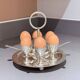 Antique Silver Egg Coddler Stand Holder Set Of 6 Egg Holder With 6 Silver Spoons