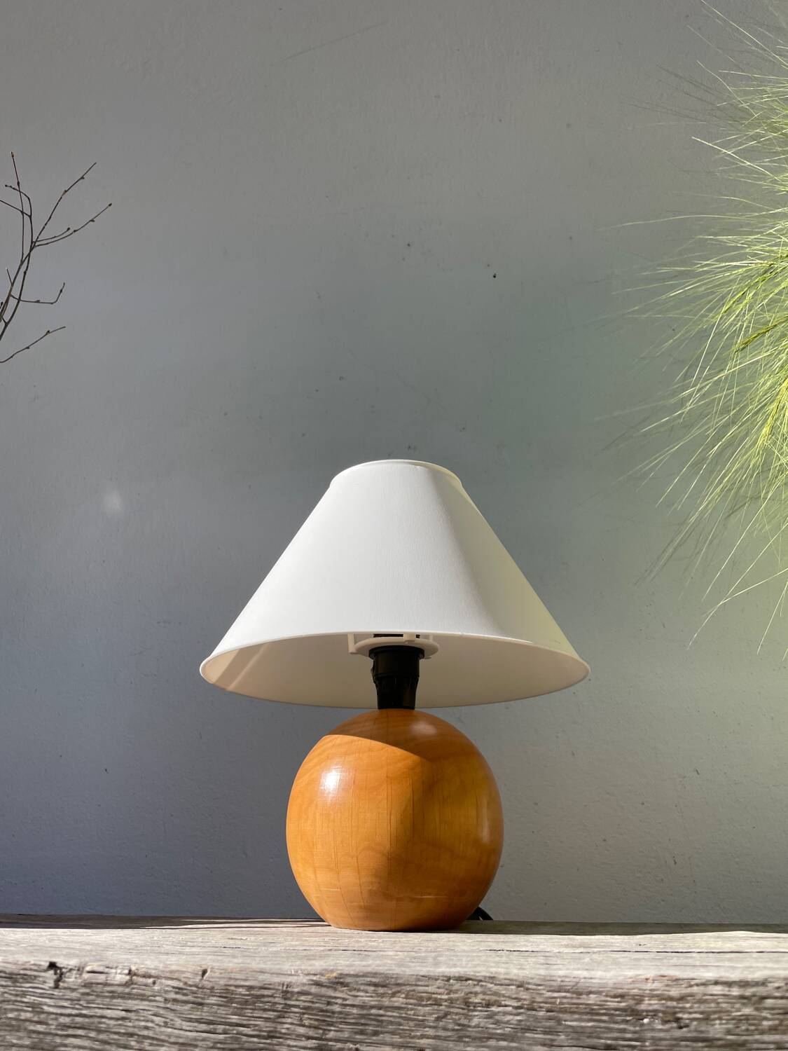 Turned wooden ball lamp 1990