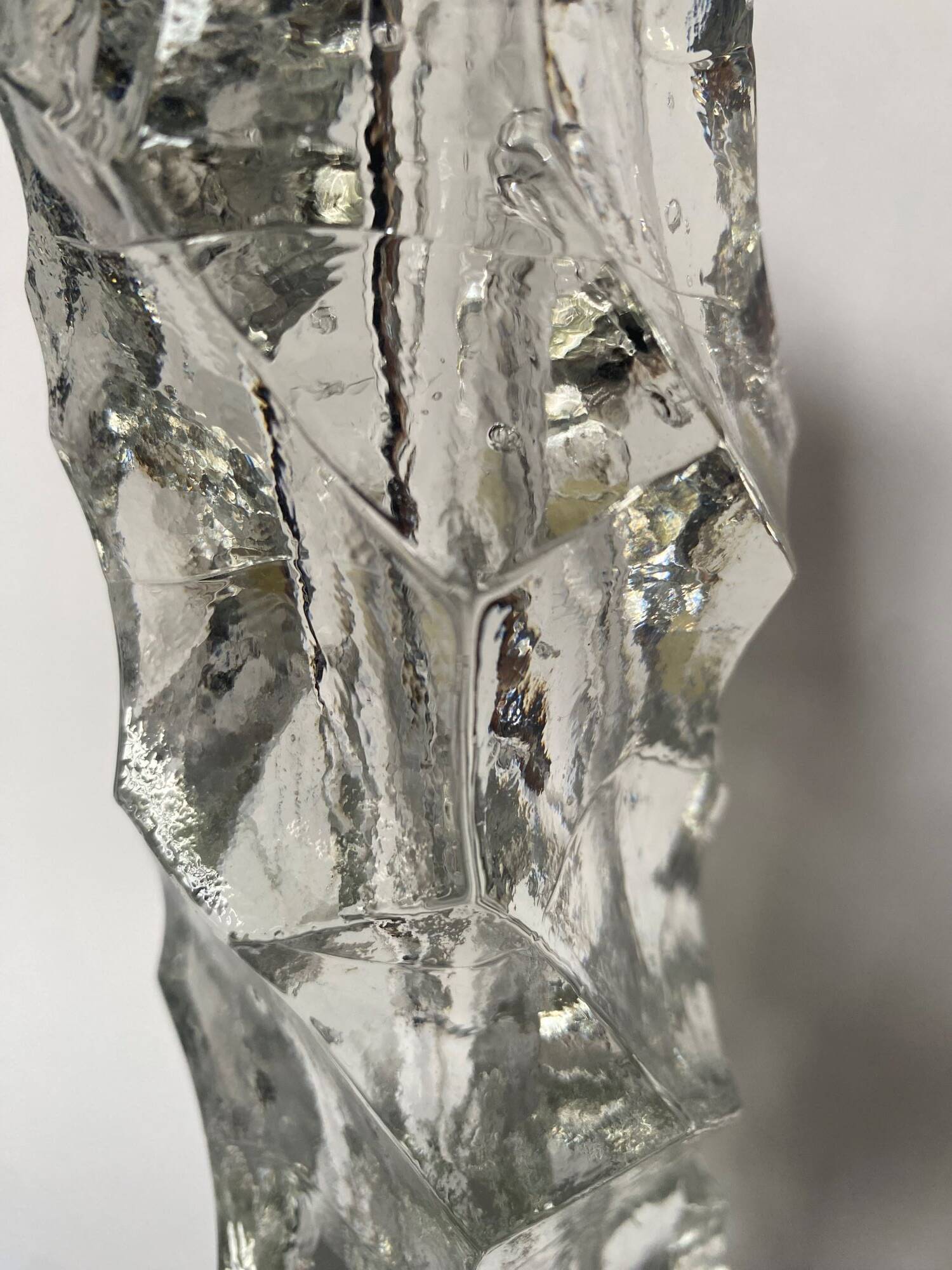 Vintage frosted glass vase from the 1970s