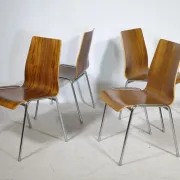 Mid-Century Shell Chairs in Teak and Metal Set of 4, 1970s