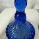 Pair of vintage cobalt blue twisted glass candlesticks h 24.5 cm