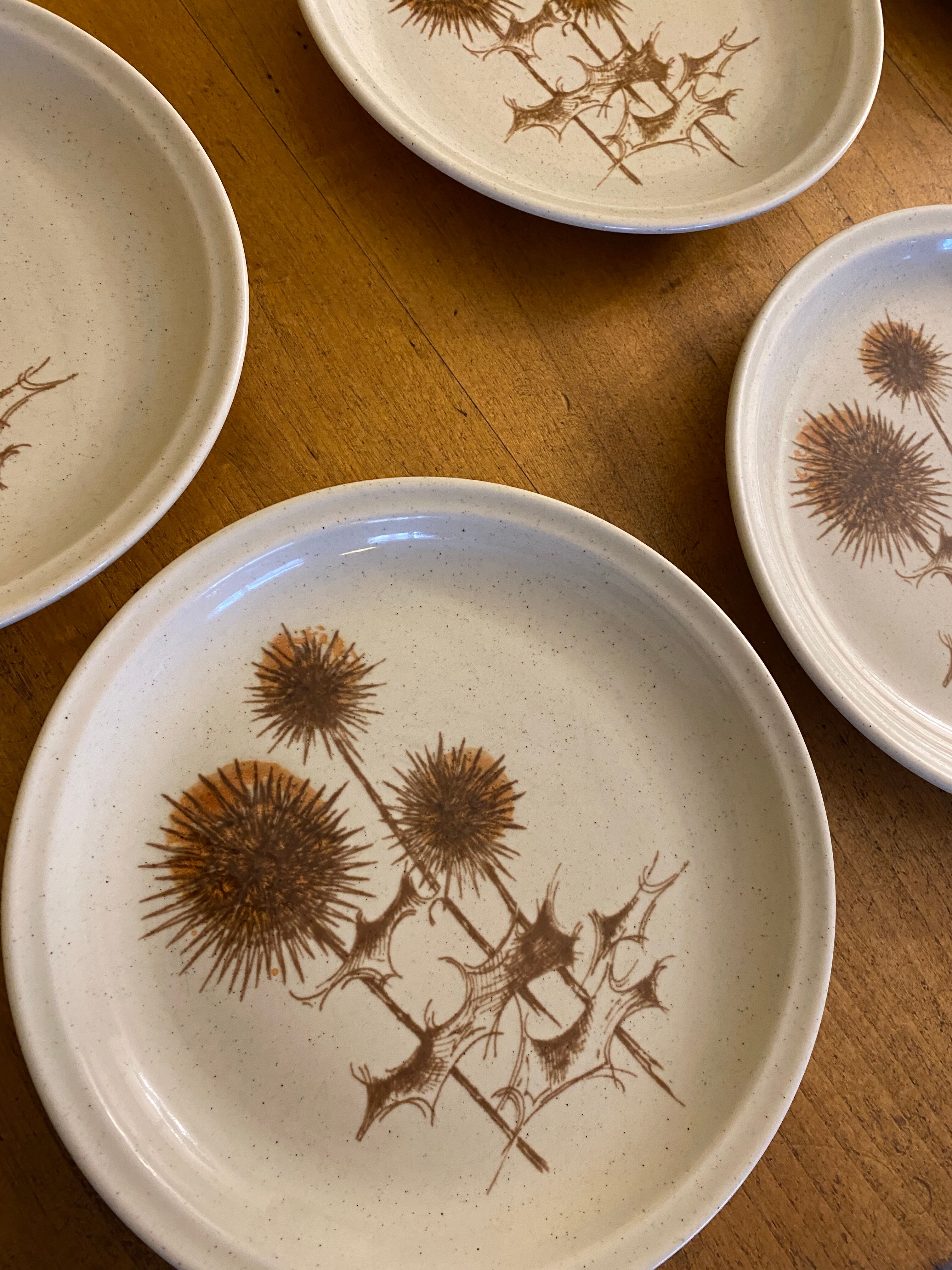 Set of Sarreguemines sandstone plates Thistle pattern