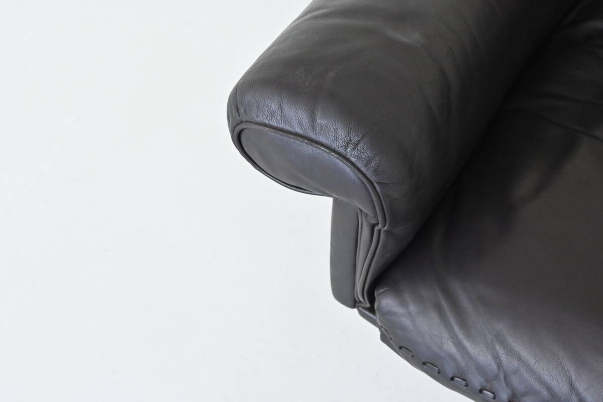 Canapé 3 places De Sede modèle DS-31 en cuir noir, Suisse 1970