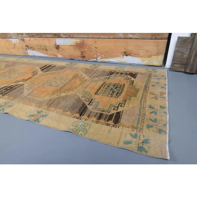 Semi-Vintage Turkish Hand-Knotted Runner 100x381