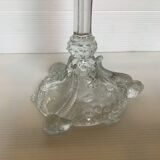 Bougeoir verre moulé épais poissons et fleurs