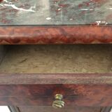 Elm and marble bedside table