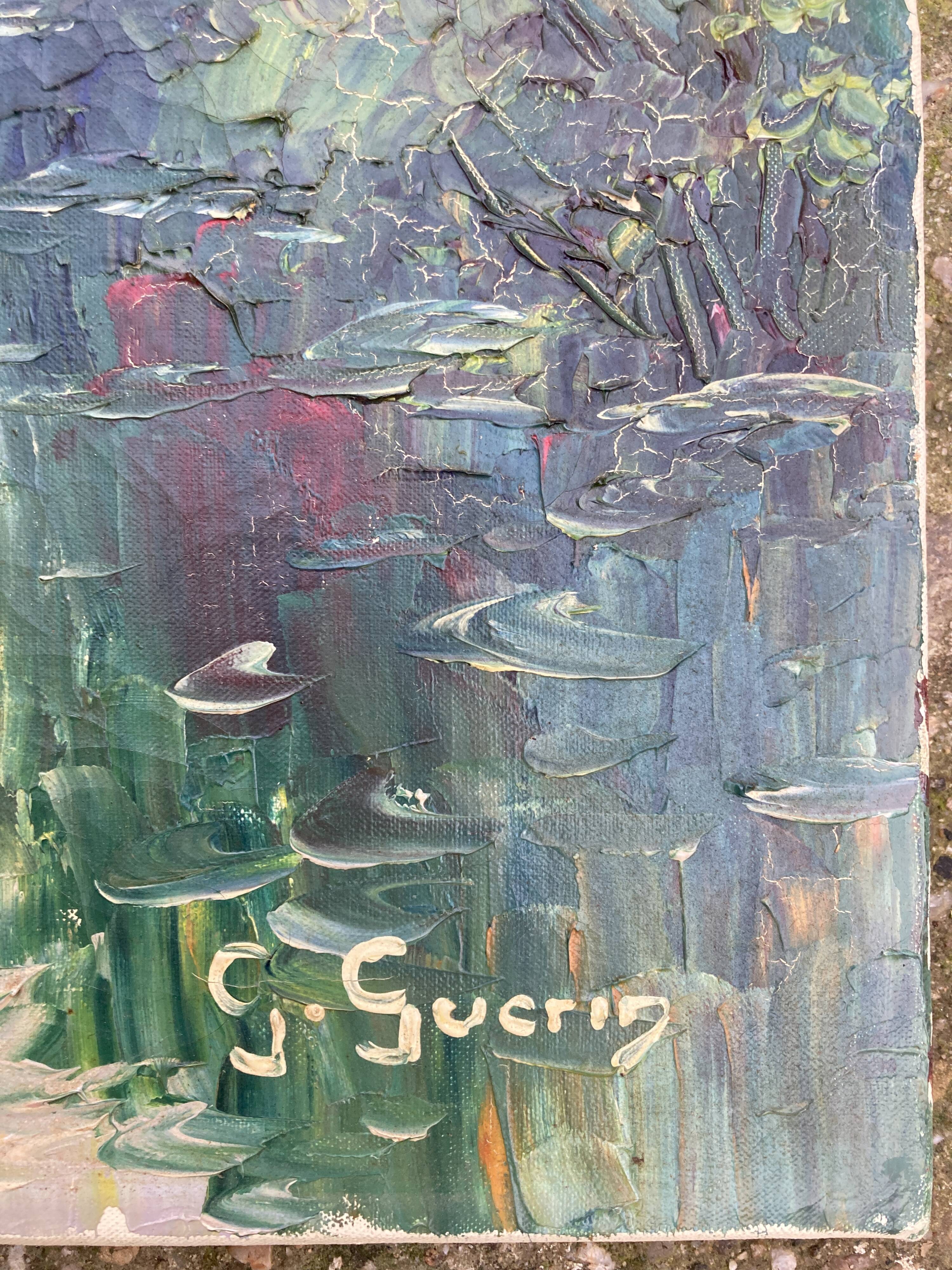 Ancient painting - View of Chateauneuf les Bains - Puy de Dôme - Auvergne