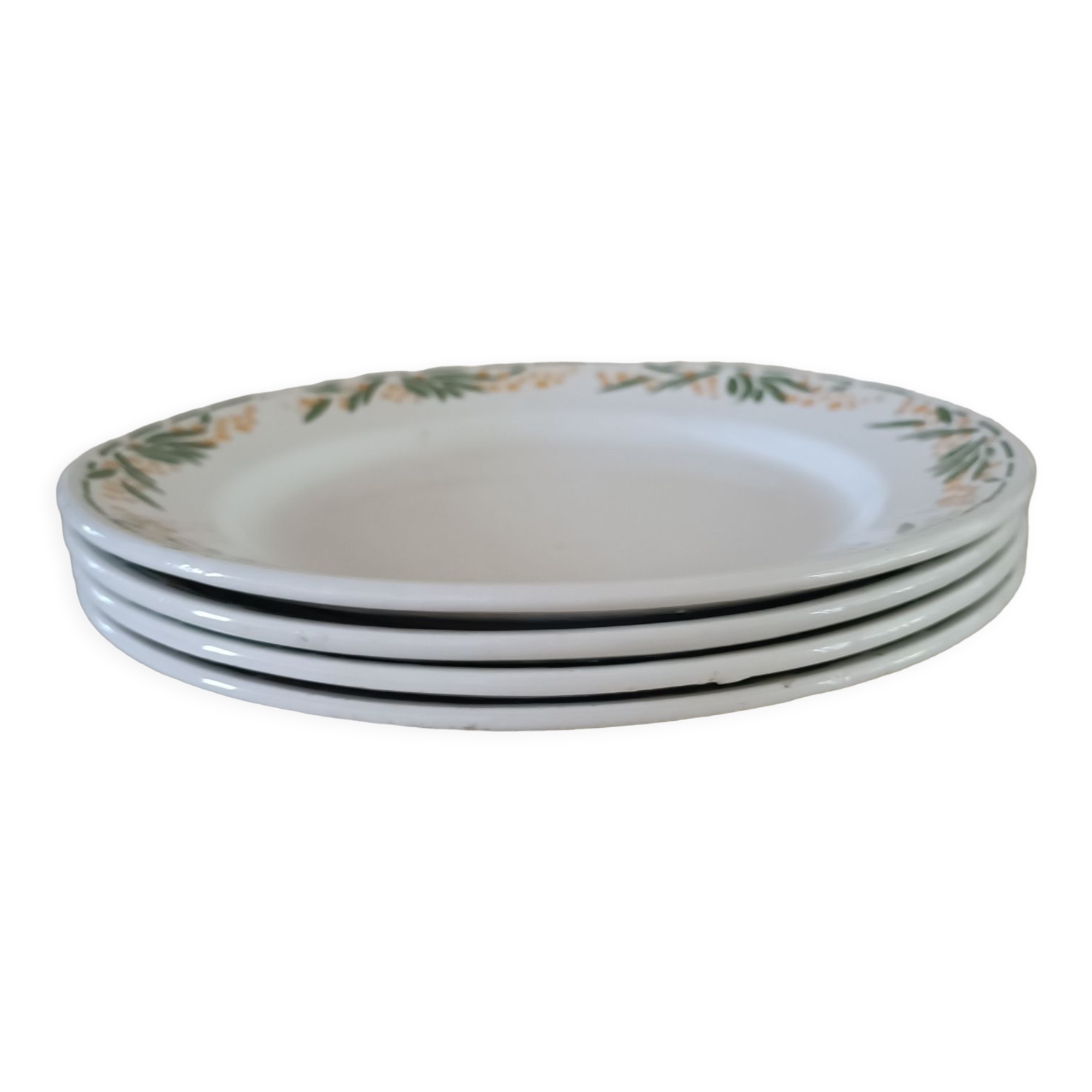 4 plates iron earth Mimosa Creil-Montereau