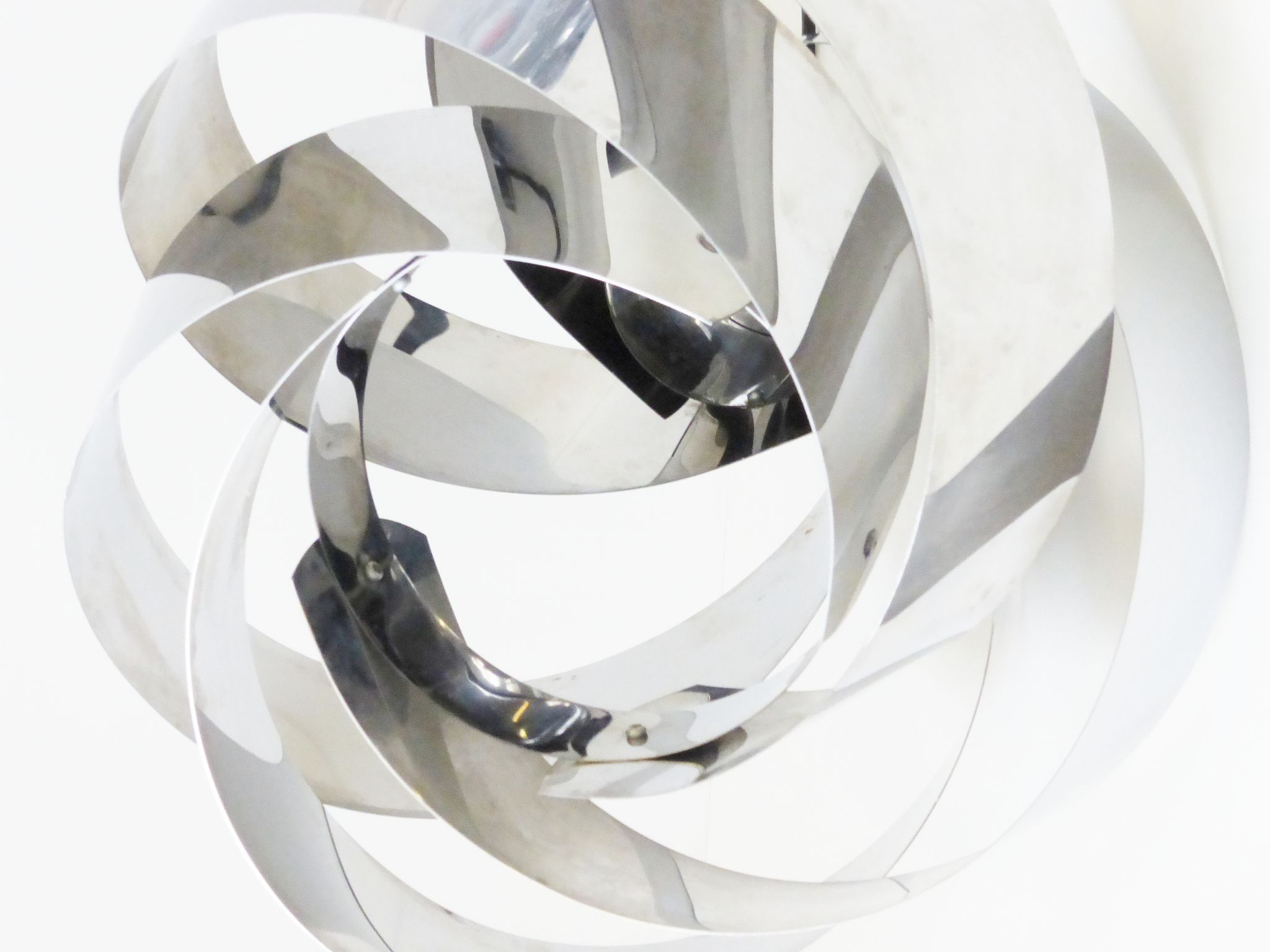 Suspension giant spiral-shaped chandelier in chrome 1970 vintage space age pop 70's seventies during light