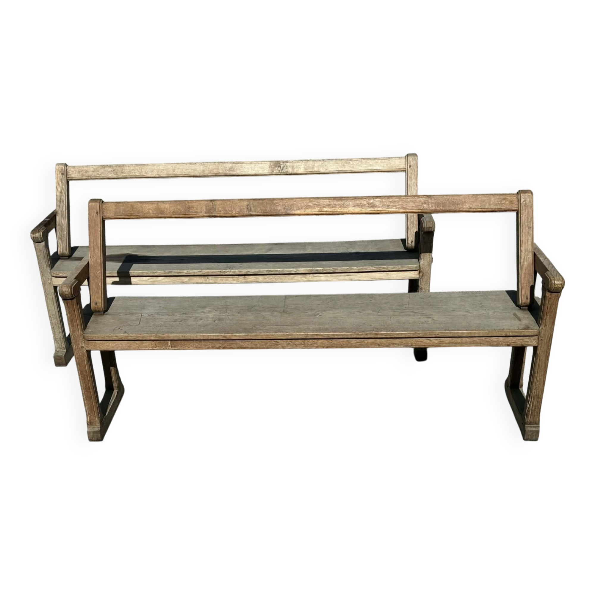2 wooden benches