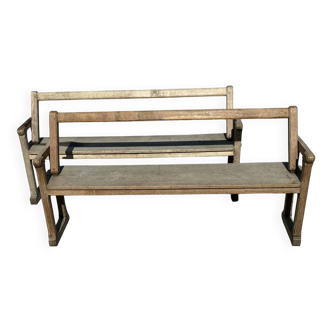 2 wooden benches