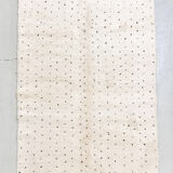 Moroccan Berber carpet beni ouarain ecru black polka dots 247x175cm