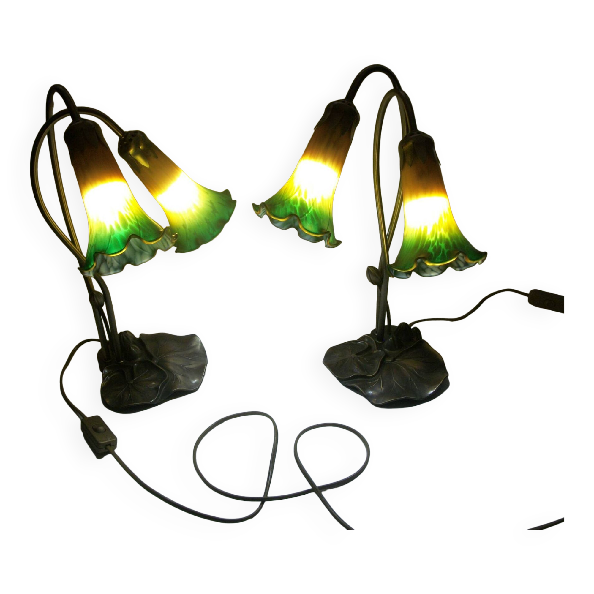 Paire de lampes nymphéas