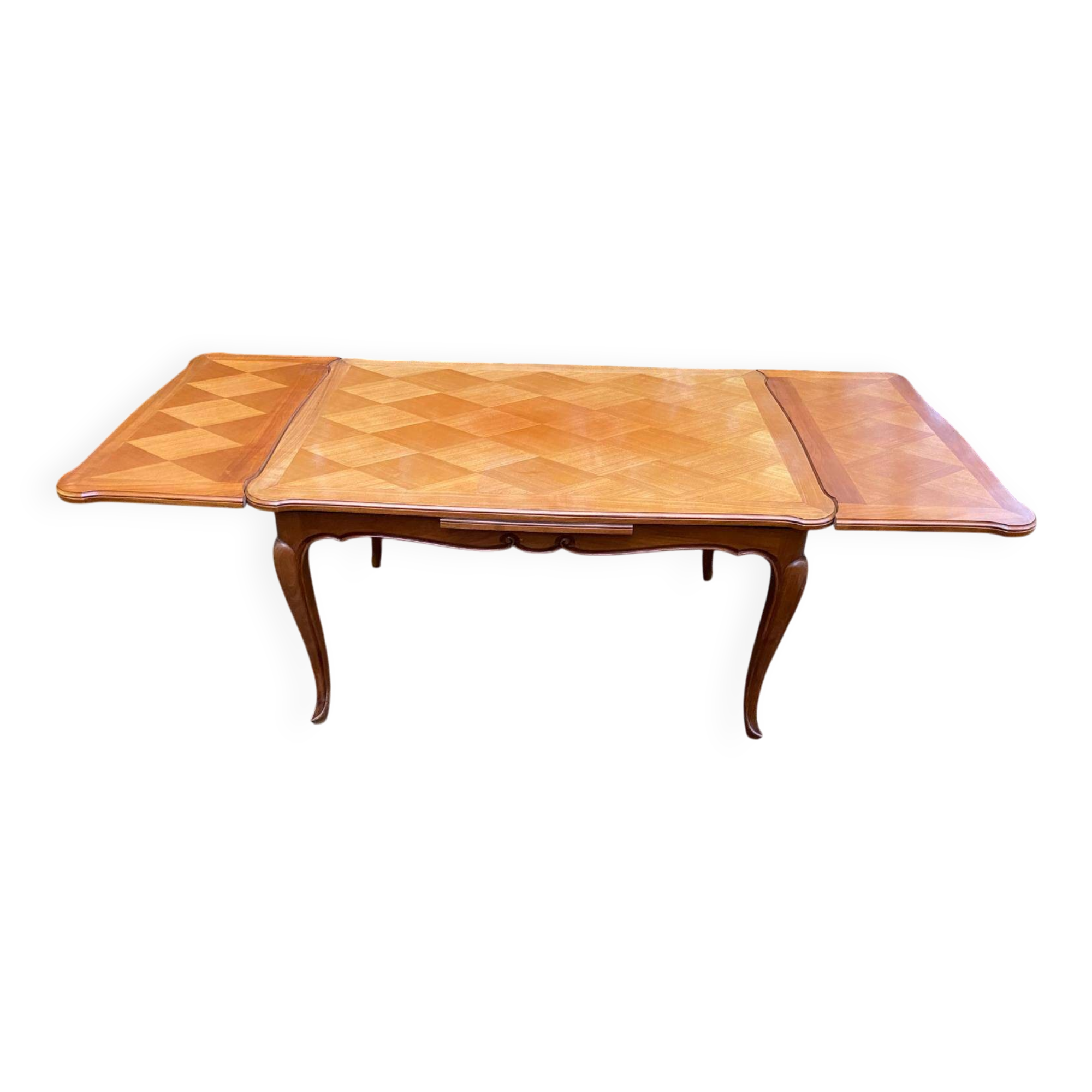 Table à manger rectangulaire extensible Louis XV en bois massif 220cm