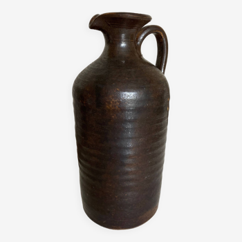 vase pichet de potier en grès tourné au colombin  Puisaye 1970