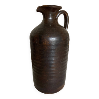 vase pichet de potier en grès tourné au colombin  Puisaye 1970