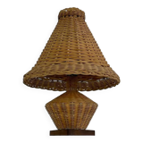 Wicker and wood lamp from the 1950s