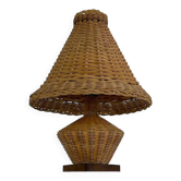 Wicker and wood lamp from the 1950s