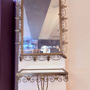 Miroir en laiton vintage Deknudt avec étagère, années 1970