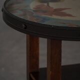 Art Nouveau, round side table with floral glass top, Danish cabinetmaker, 1920s
