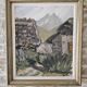 Oil on Cardboard - Mountain Chalet Landscape Signed Jean