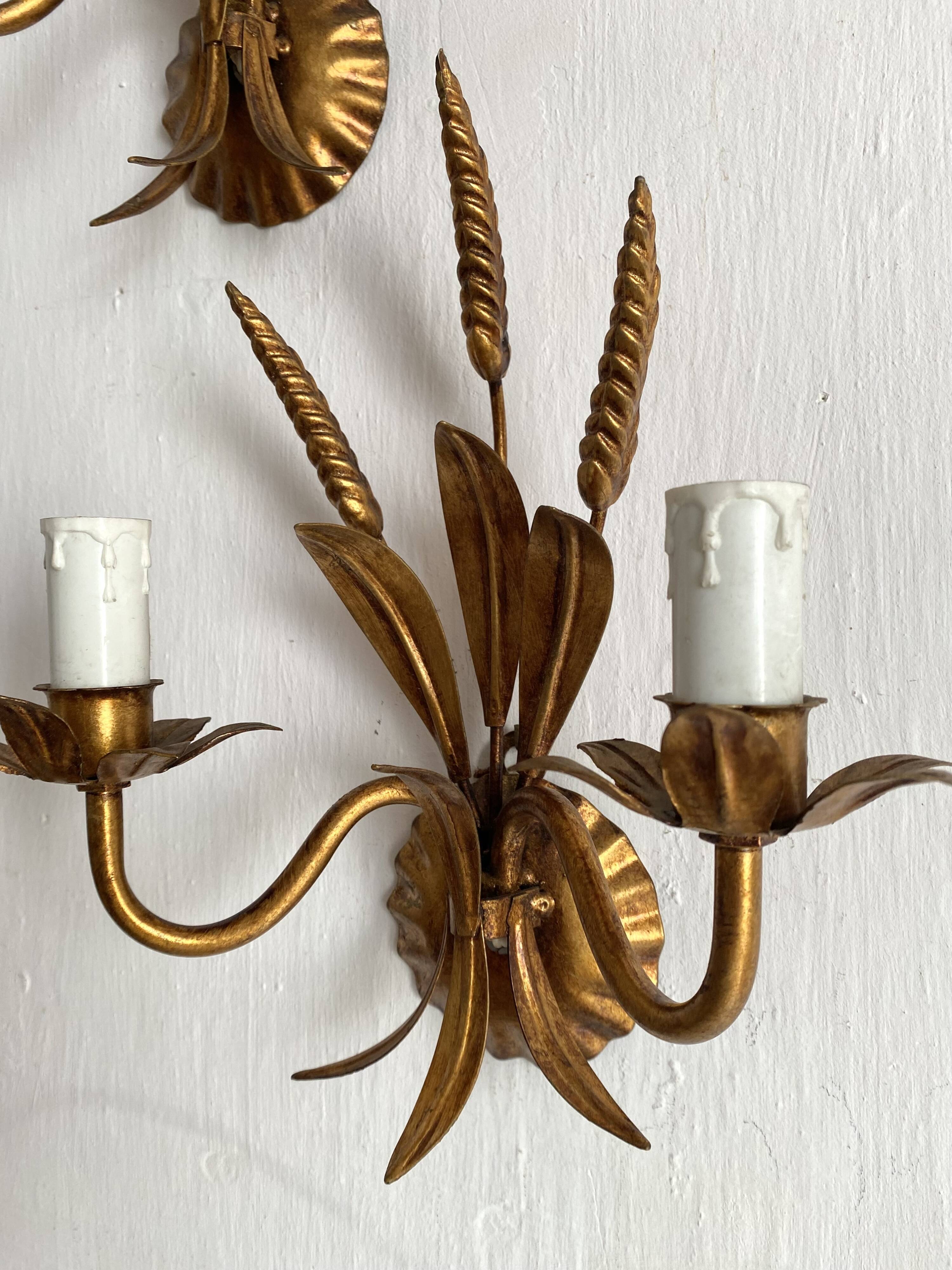 Hollywood Regency Italian wheat ear sconces