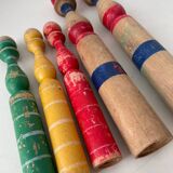 Old wooden bowling pins