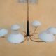 Lustre vintage 6 feux opaline et laiton doré