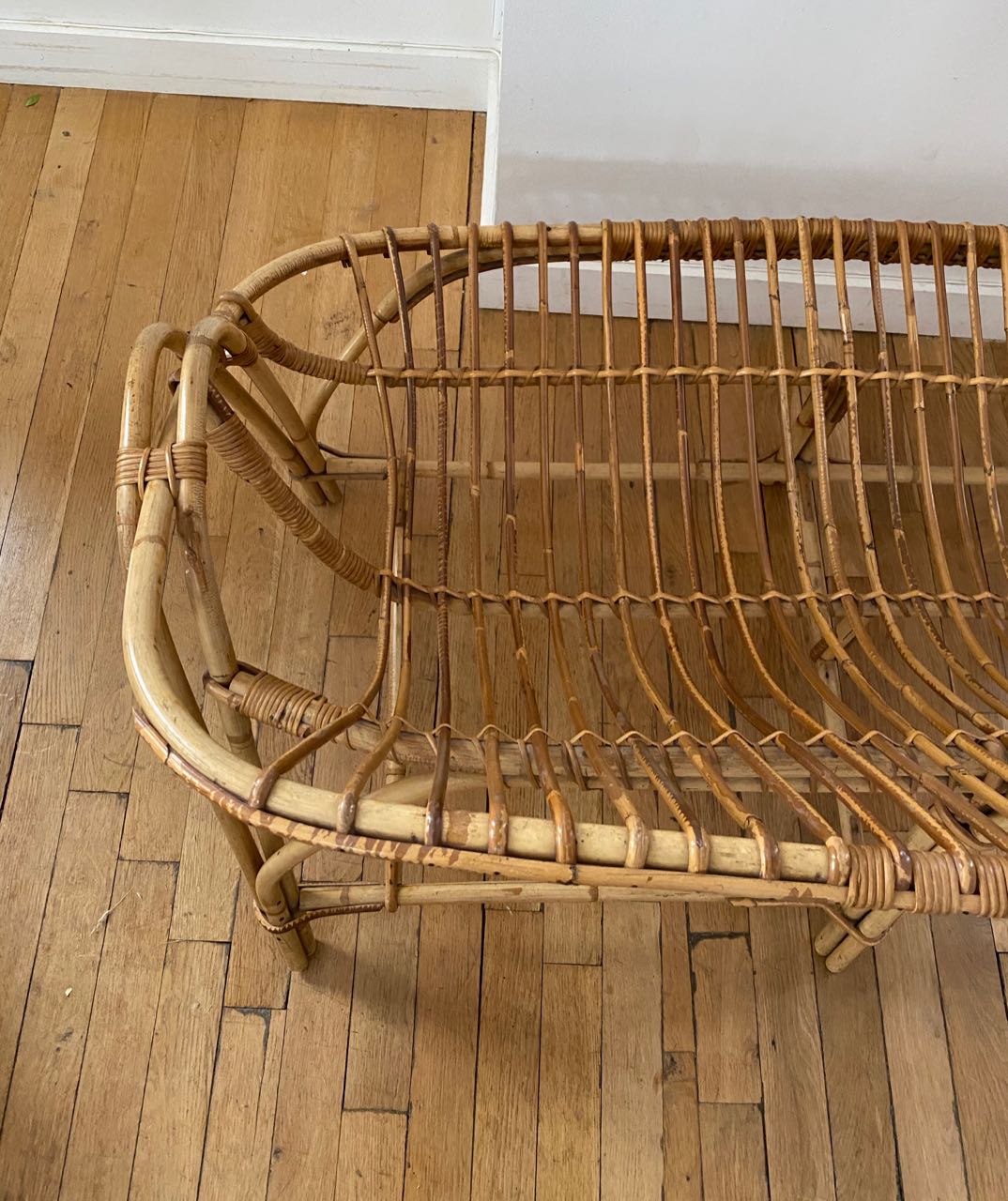 Vintage rattan bench