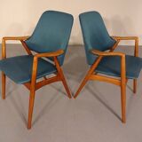 Set of Danish Beech Armchairs, 1960s