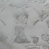 Rectangular silver-plated metal dish with an 80s-style design.