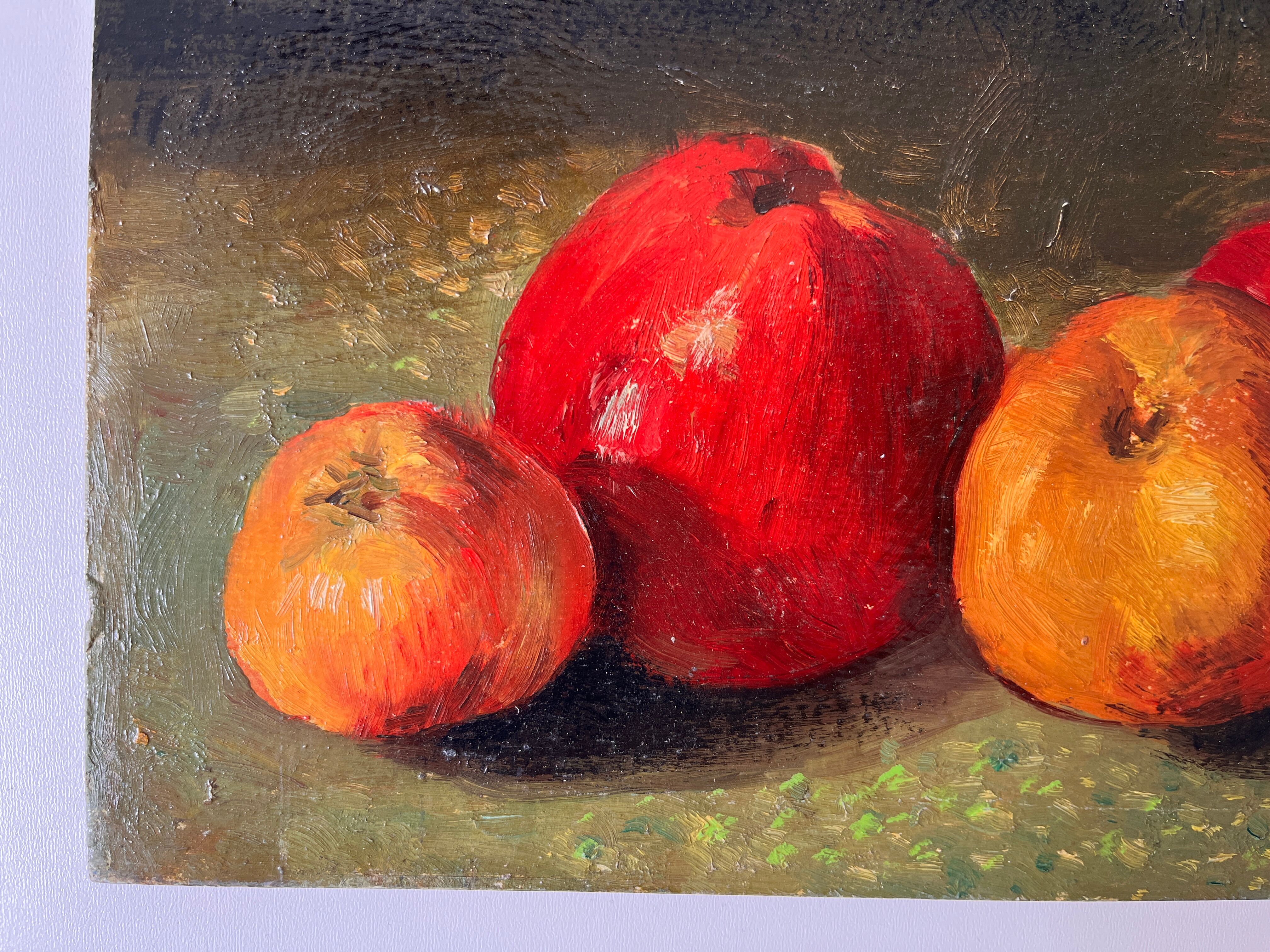 Authentic still life with apples circa 1959, oil painting