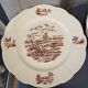 Suite of 9 flat plates in iron earth model burgundy longchamp decor hunting