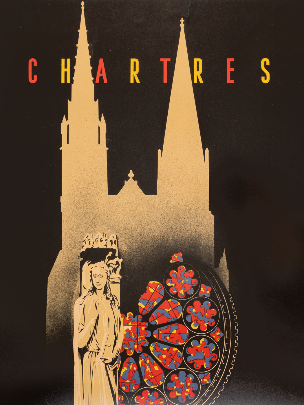 Chartres - Cathédrales de France, Art Déco Travel Poster, 86 x 123 cm