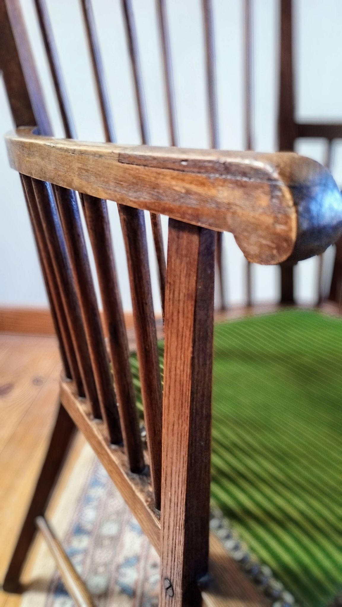 1900s Arts and Crafts style tapered wingback armchair