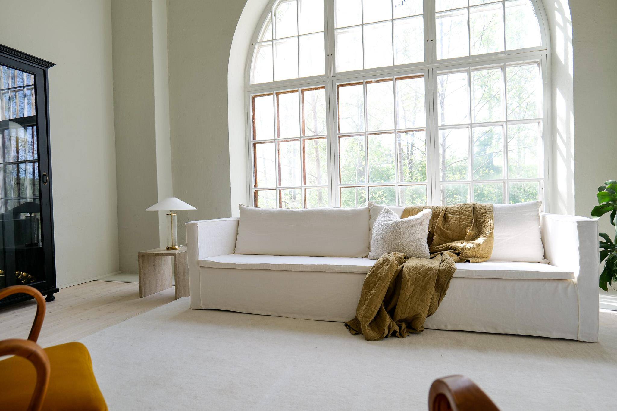 Mid-century glass and brass table lamp Bergbom B-019 Sweden 1960s