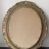 Miroir ovale résine dorée kitsch des années 70