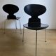 Pair of black chairs ant tripod model 3100 "the ant" by Arne Jacobsen edition Fritz Hansen