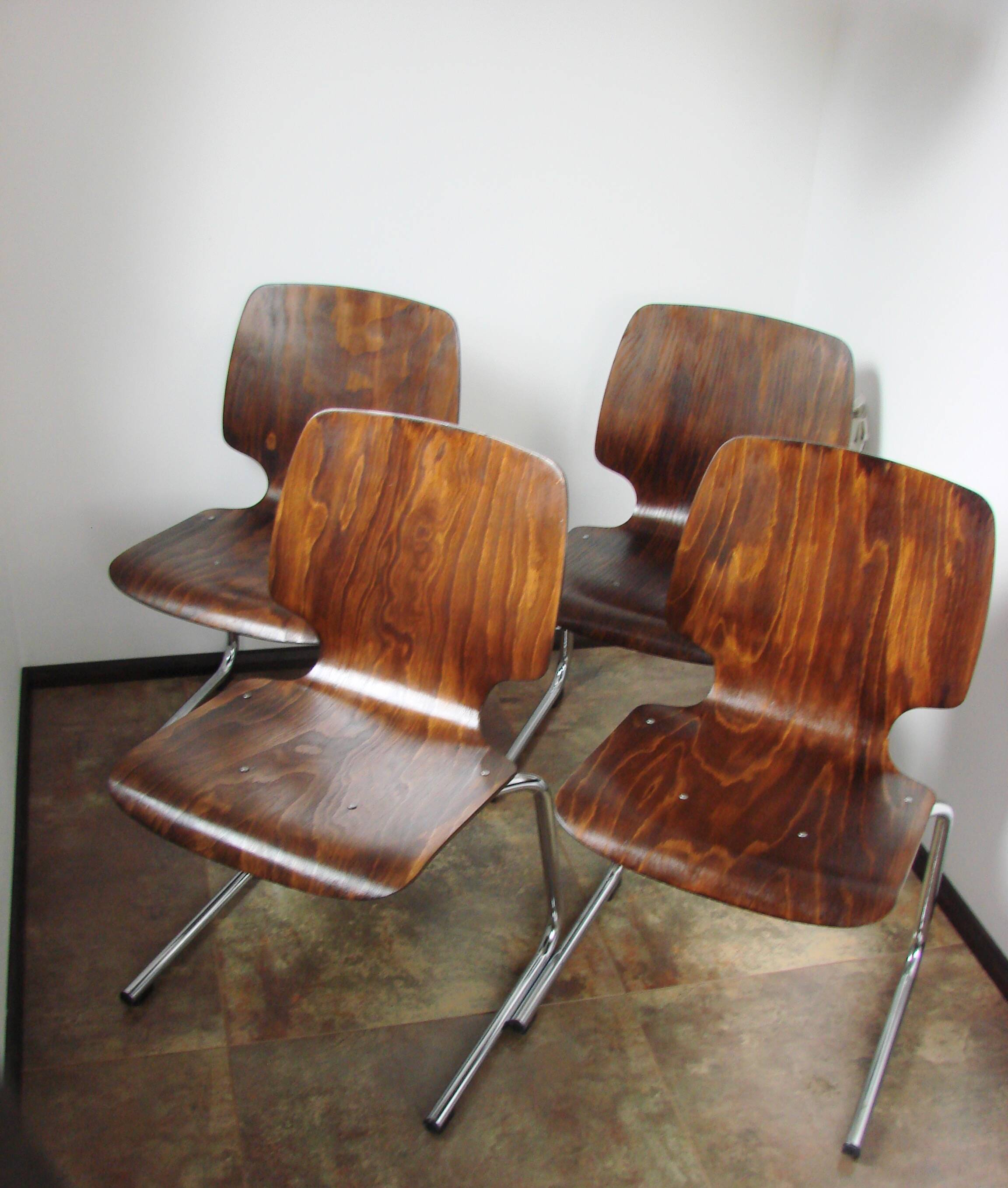 Ensemble de 4 chaises Kusch+Co Flötotto, années 1960.