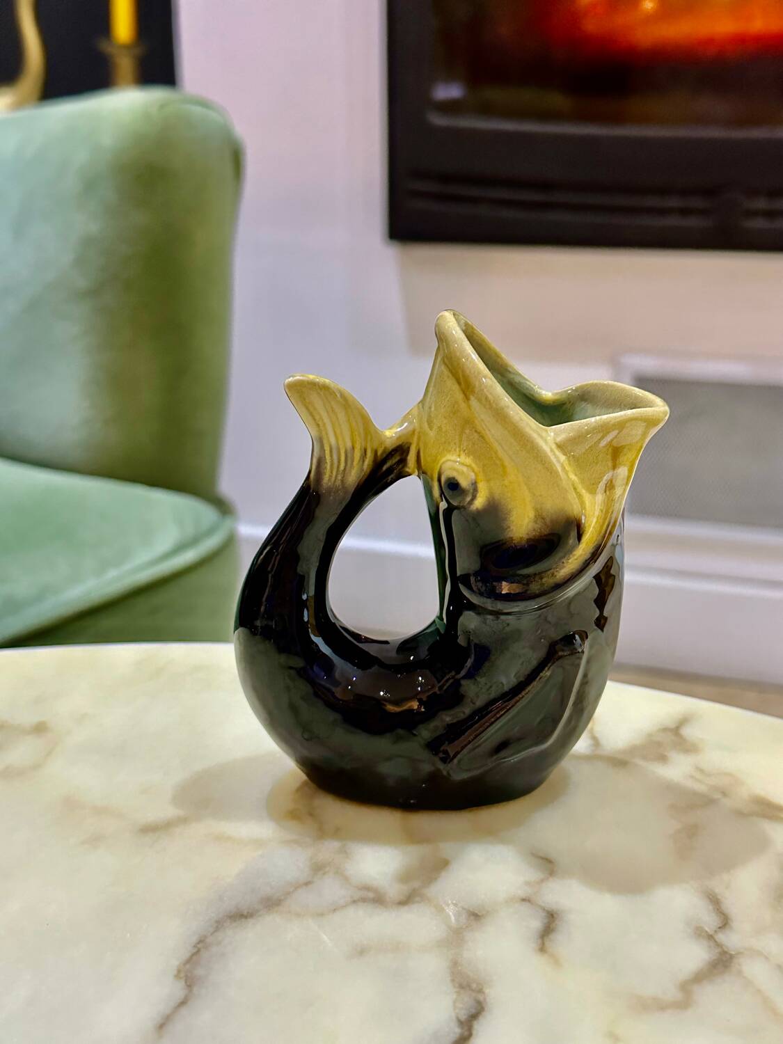 Vintage ceramic fish vase pitcher
