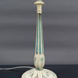 Art Deco wooden lamp painted in white and patinated blue, France, Circa 1920
