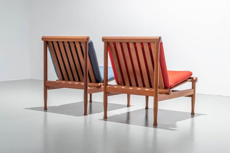 Set of 2 teak lounge chairs by Kai Lyngfeld Larsen Denmark 1960s