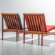 Set of 2 teak lounge chairs by Kai Lyngfeld Larsen Denmark 1960s