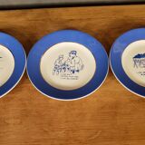 12 dessert plates + dish signed A.Devillers