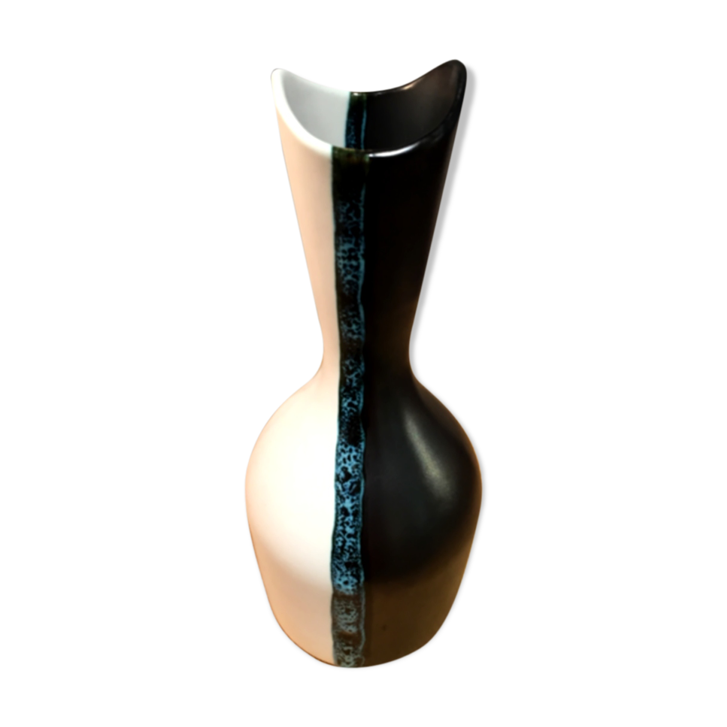 Vase luc Vallauris in white and black ceramic