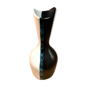 Vase luc Vallauris in white and black ceramic