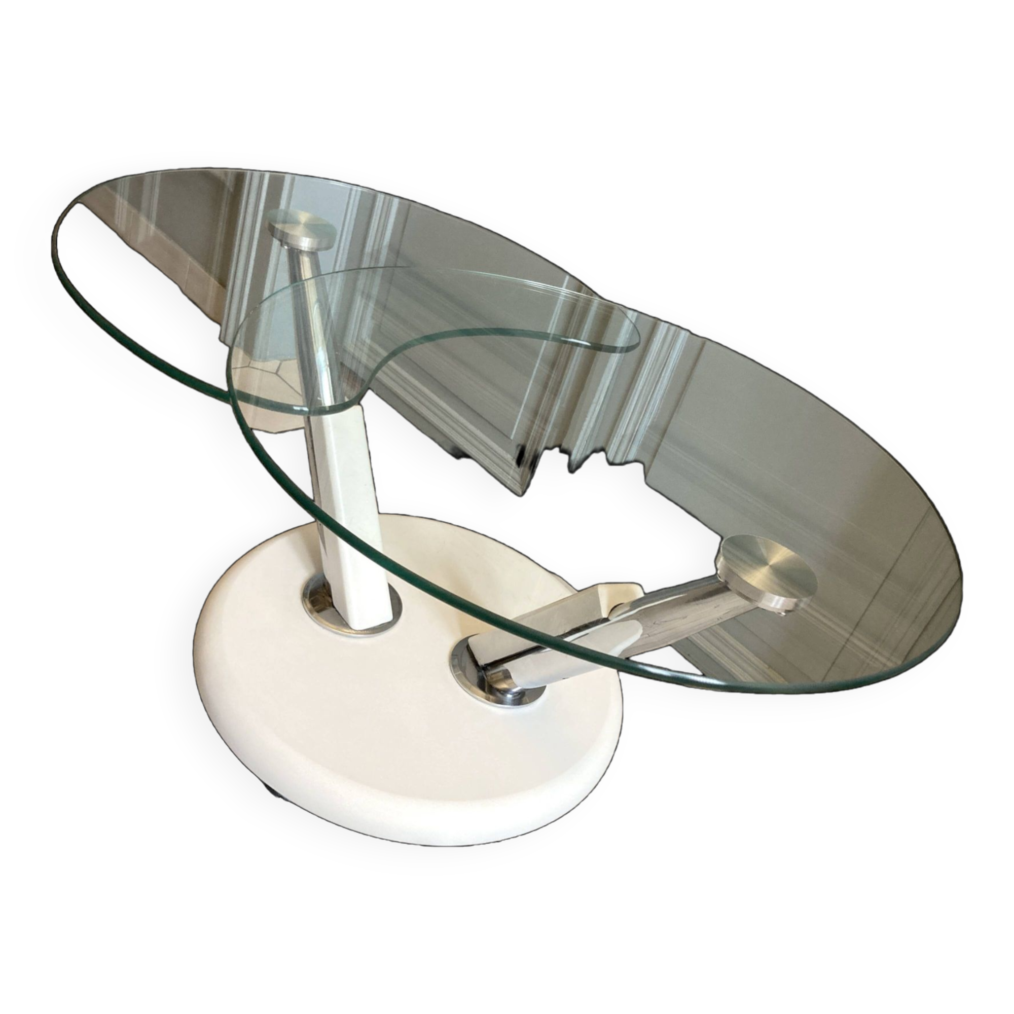 Vintage glass and chrome coffee table